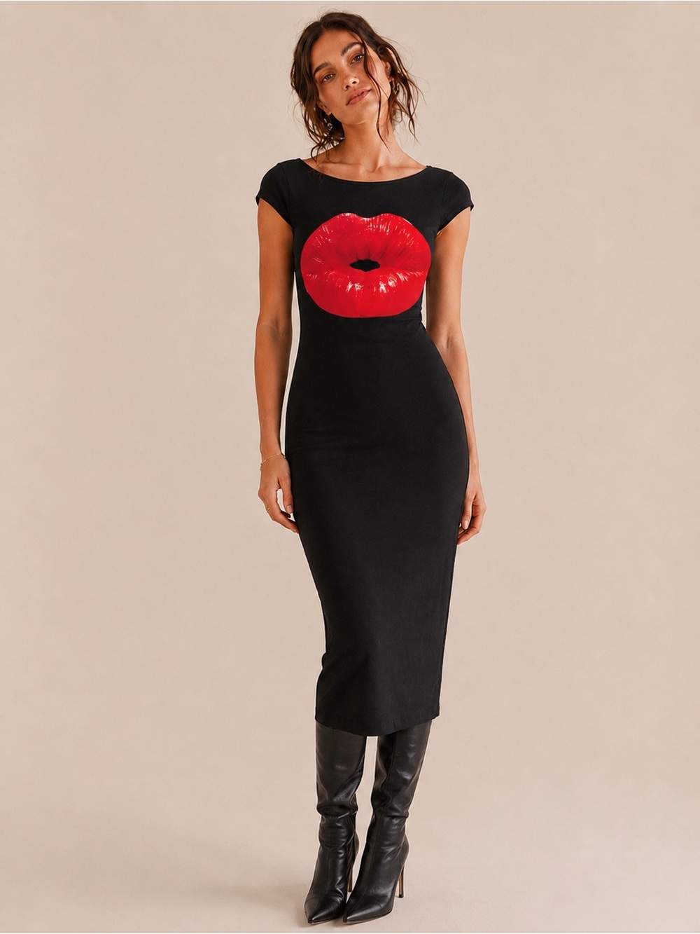 Tyler McGilivary Smooch Bodycon Midi Dress in Black Size XS
